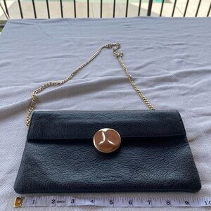 Black Leather Pedro De Hierro Purse with Gold Color Clasp